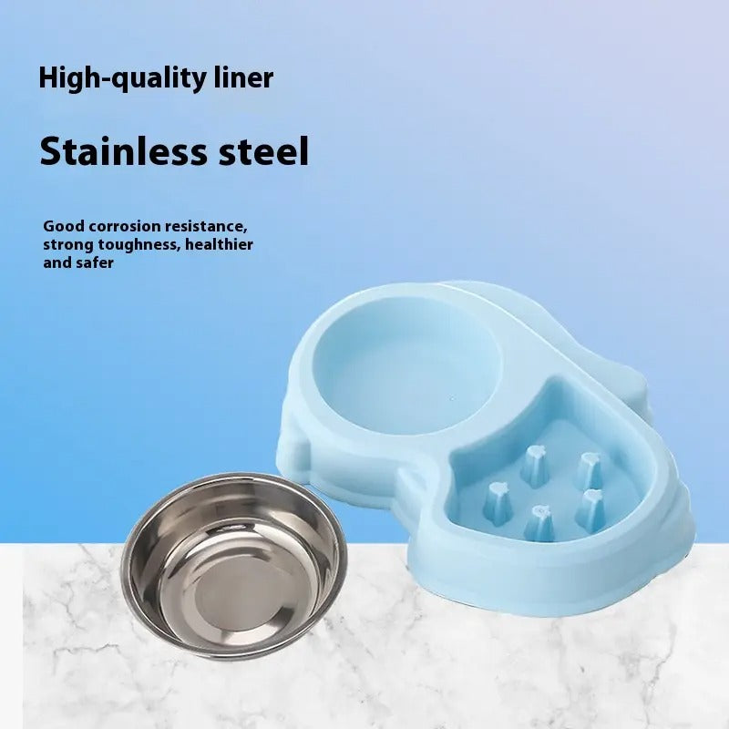 Cartoon Slow Feeder Dual Pet Bowl,Water & Food_CWMM5232