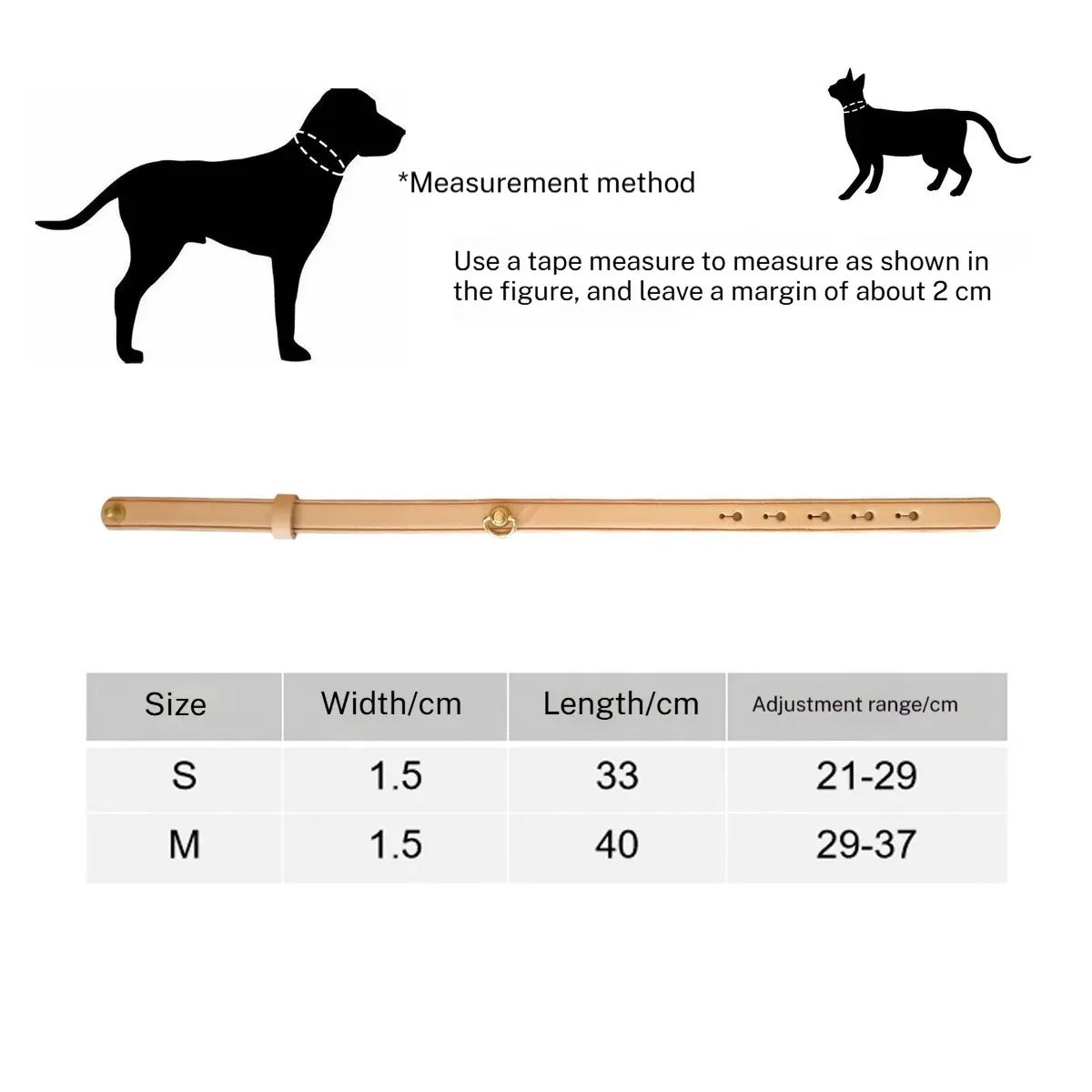 Genuine Leather Pet Collar with Bell Ring Loop_CWMM7719