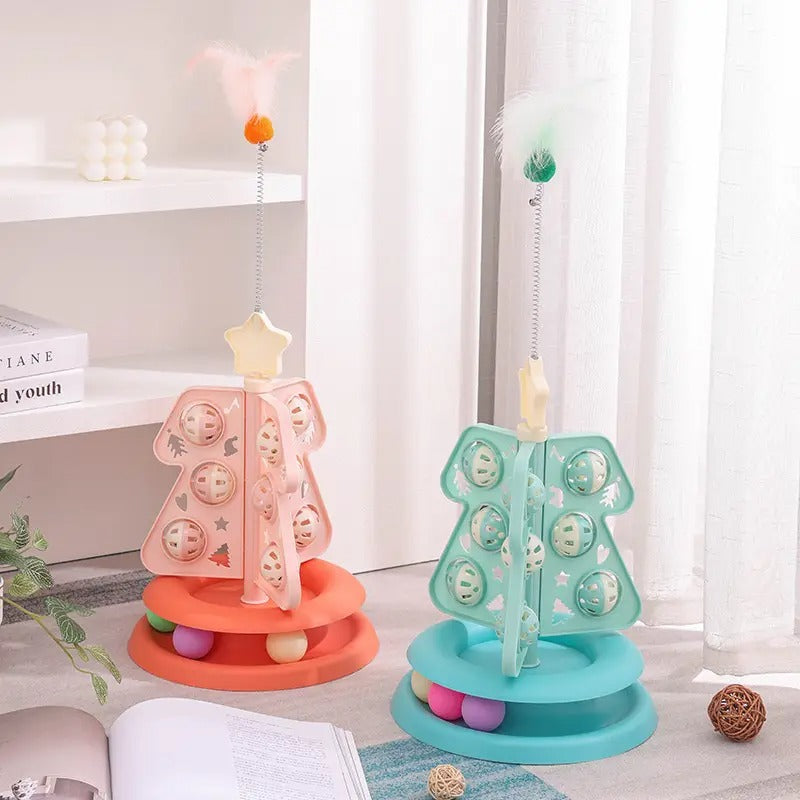 Christmas Tree Shape Cat Toy, with Teaser Wand_CWMM5147