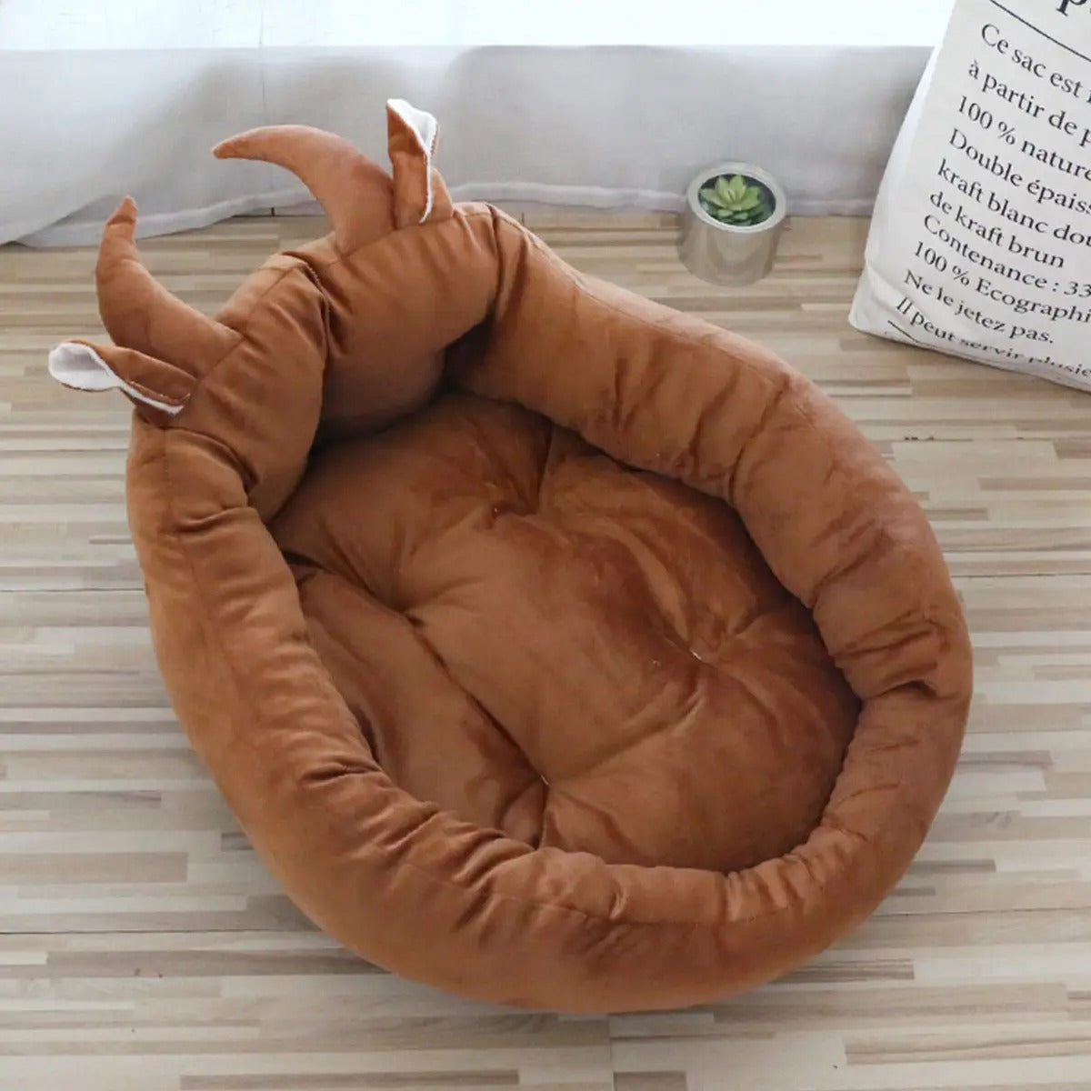 Cartoon Pet Bed Thick Plush High Back Dog Cat Nest_CWMM6455