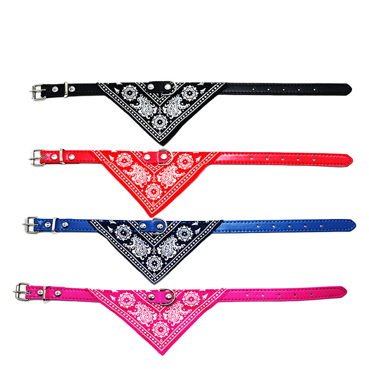 Four-Season PU Dog Collar with Triangle Bandana_CWMM7434