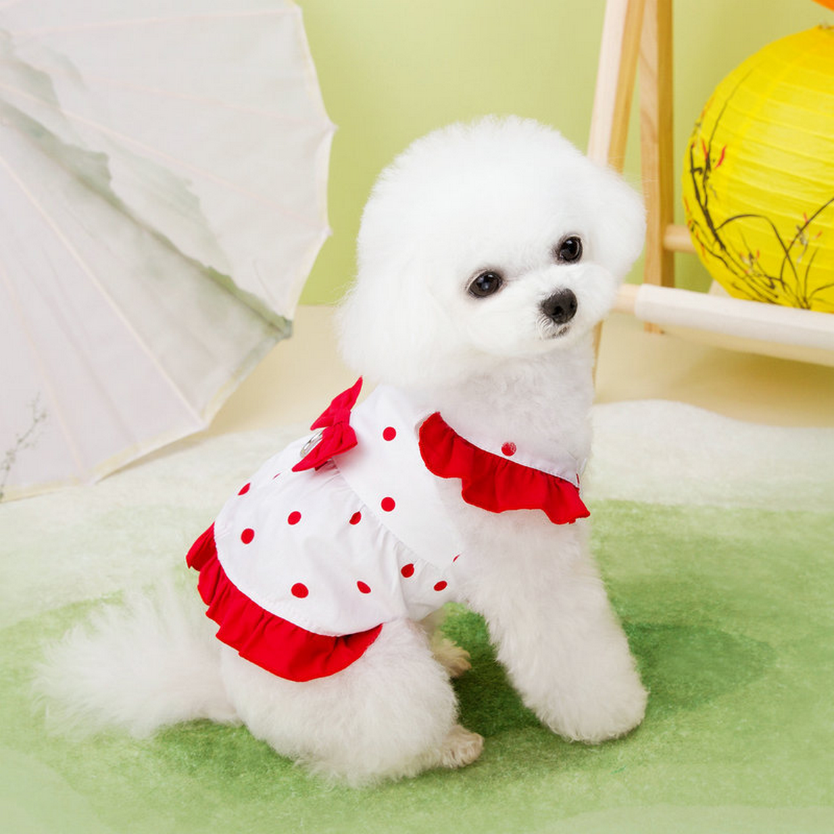 DotiePet Polka Dot Dress – Summer Dog Outfit_CWMM6987
