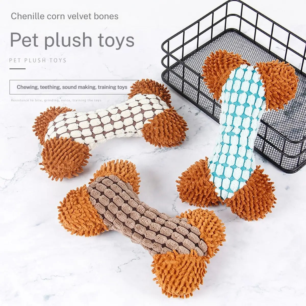 Corn Velvet Bone Plush Pet Toy - Safe and Non-Toxic_CWMM5416