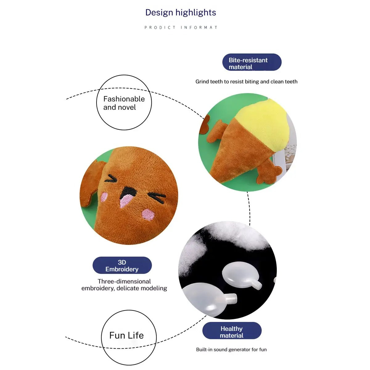 Cute Printed Plush Dog Chew Toy for Stress Relief_CWMM5454