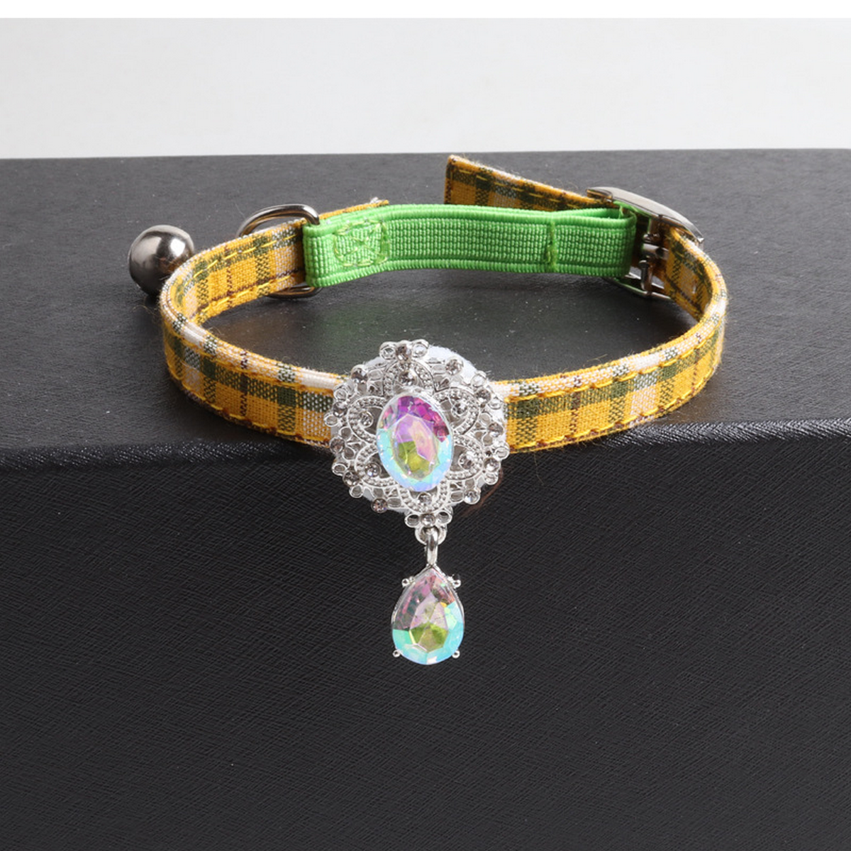 British Style Cat Collar – Gem Buckle & Pendant_CWMM7734