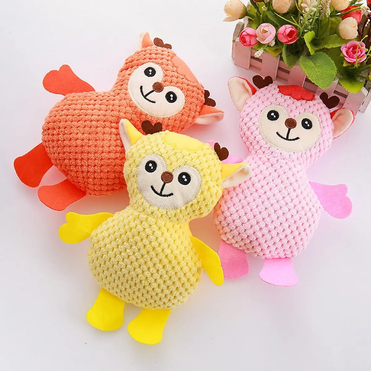 Cartoon plush deer chew toy for cats and dogs_CWMM5485