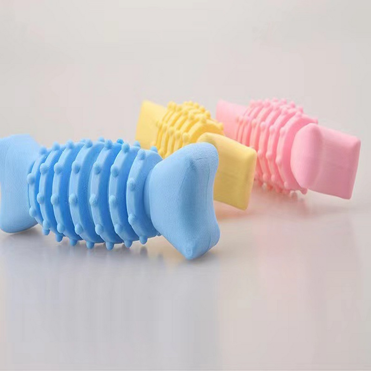 New TPR Macaron Fish Bone Chew Toy for Puppies_CWMM7234