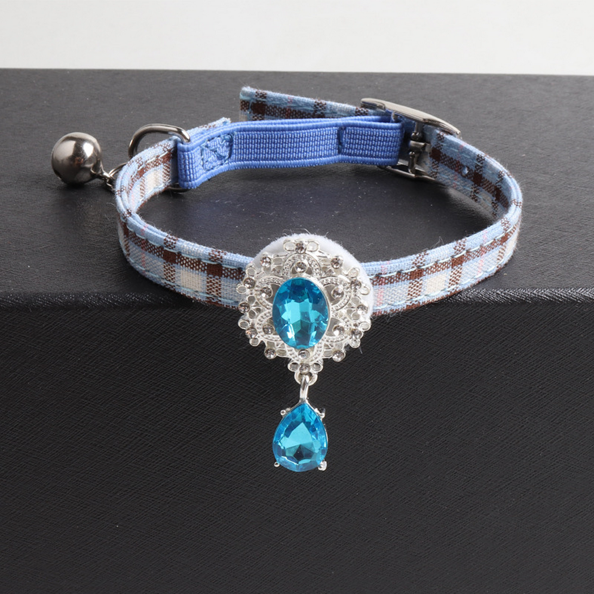 British Style Cat Collar – Gem Buckle & Pendant_CWMM7734