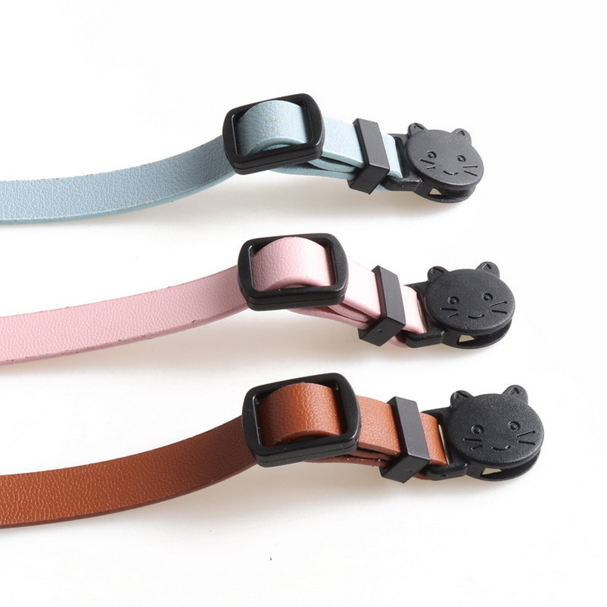 Macaron PU Cat Collar with Rhinestone Fishbone_CWMM7749