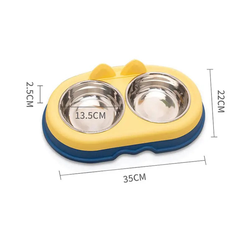 Cartoon Double Pet Bowl With Stainless Steel Bowl_CWMM5177