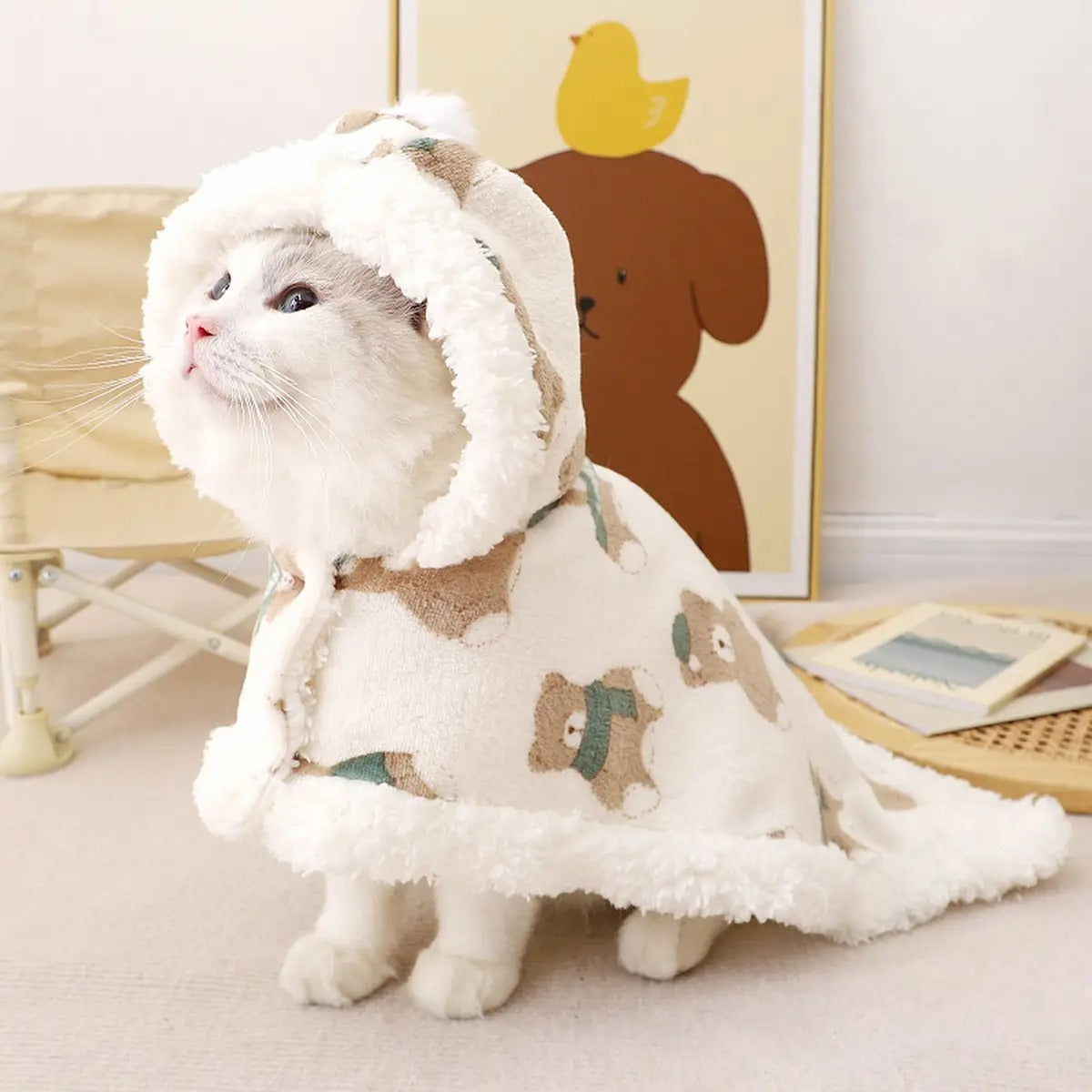 Pet Cape Blanket with Hood – Warm Winter Cloak_CWMM7278