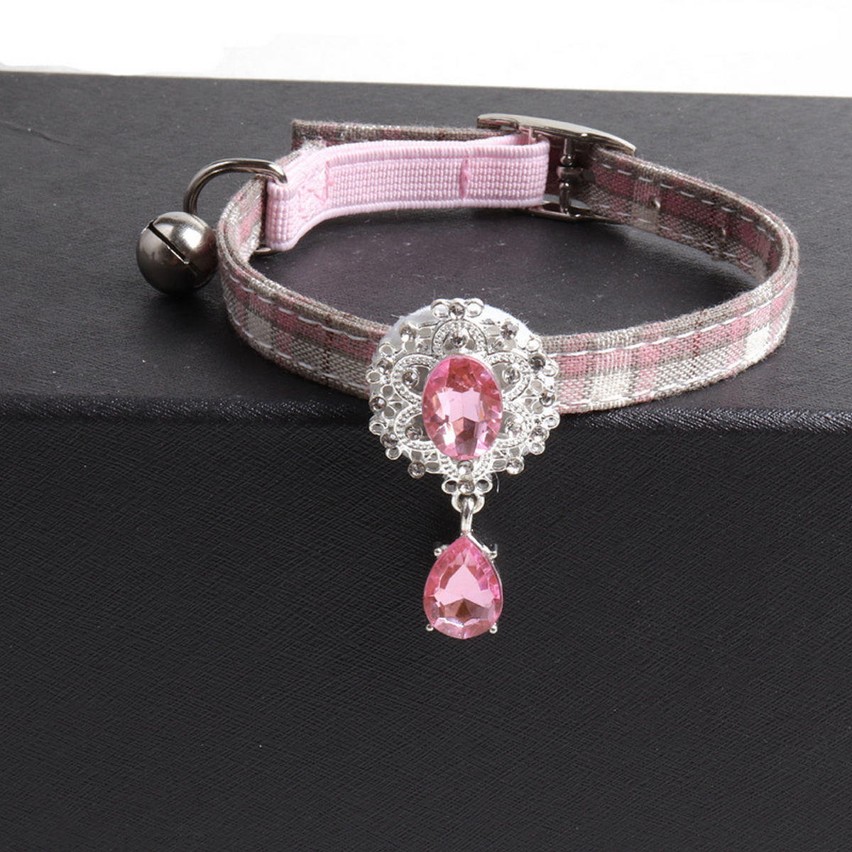 British Style Cat Collar – Gem Buckle & Pendant_CWMM7734