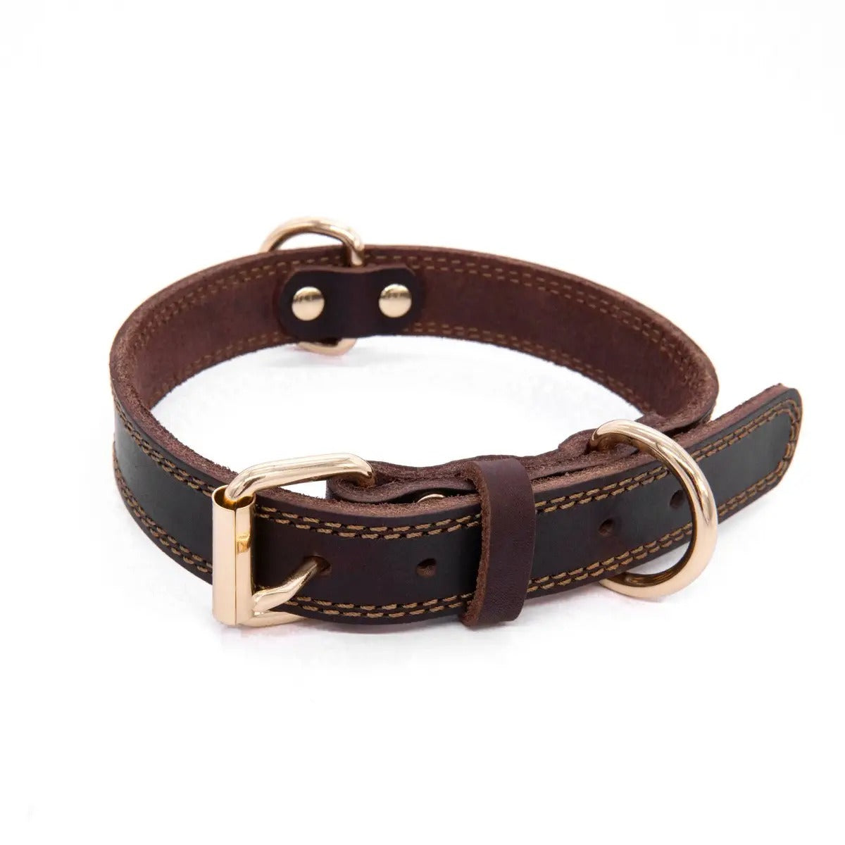 Full Grain Leather Pet Collar with D-Rings_CWMM7677