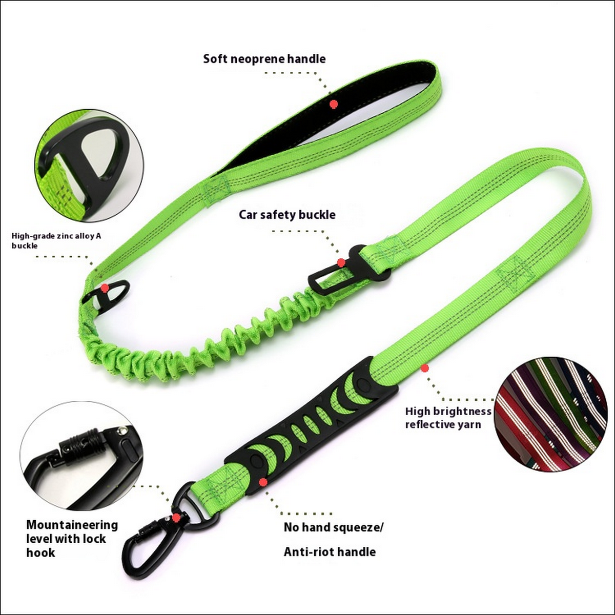 No-Pull Reflective Dog Leash with Bungee_CWMM7612