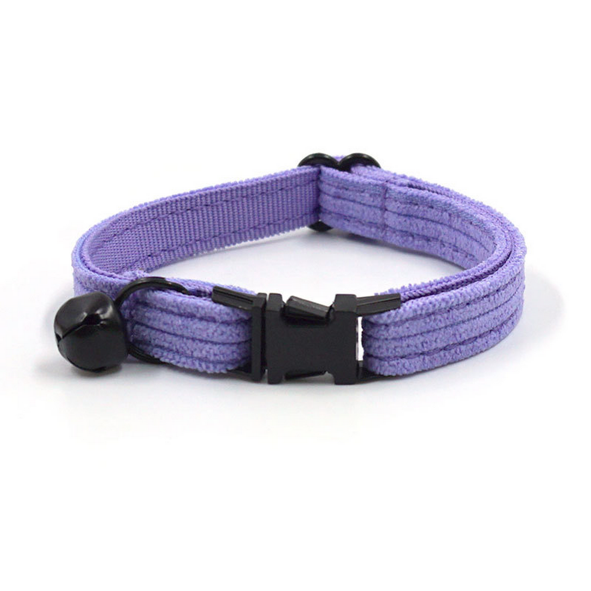 Lilac Corduroy Cat Collar with Bell & Bow_CWMM7081