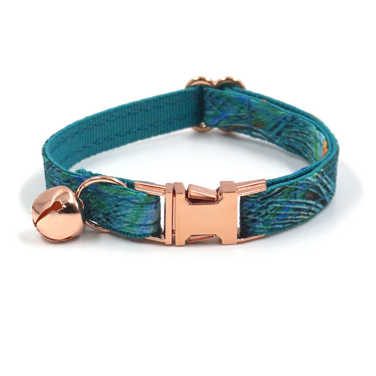 Peacock Feather Cat & Dog Collar with Bell_CWMM7095