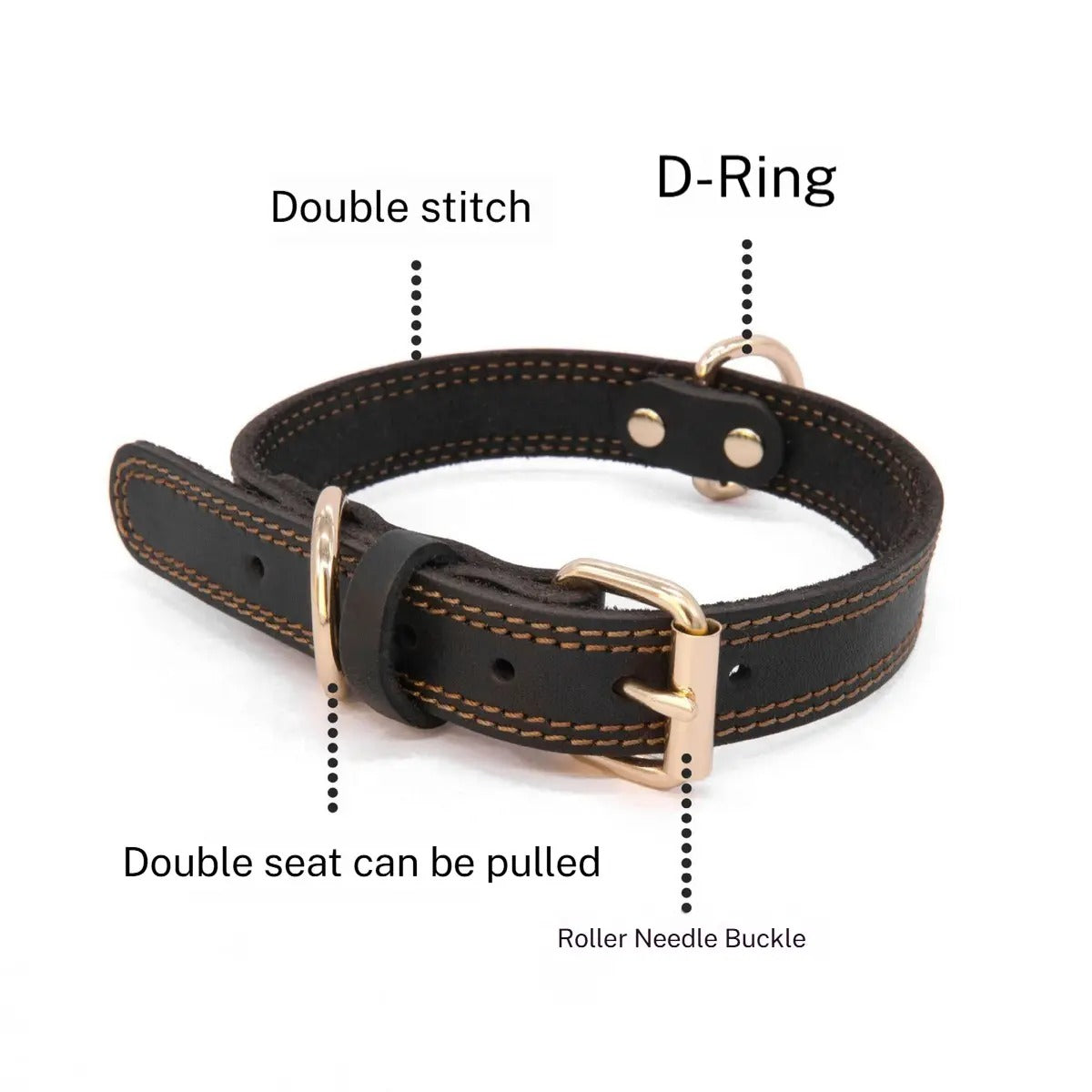 Full Grain Leather Pet Collar with D-Rings_CWMM7677
