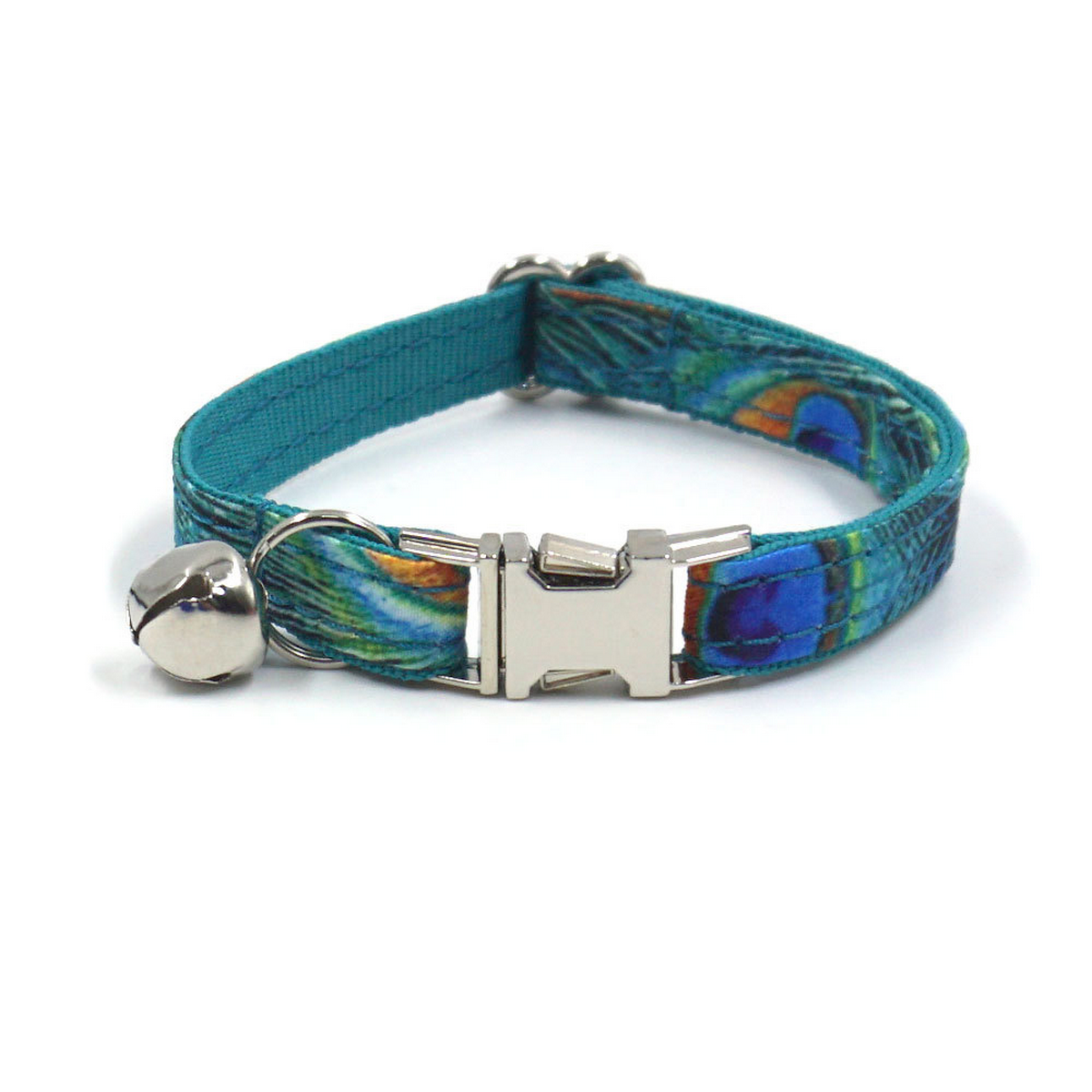 Peacock Feather Cat & Dog Collar with Bell_CWMM7095