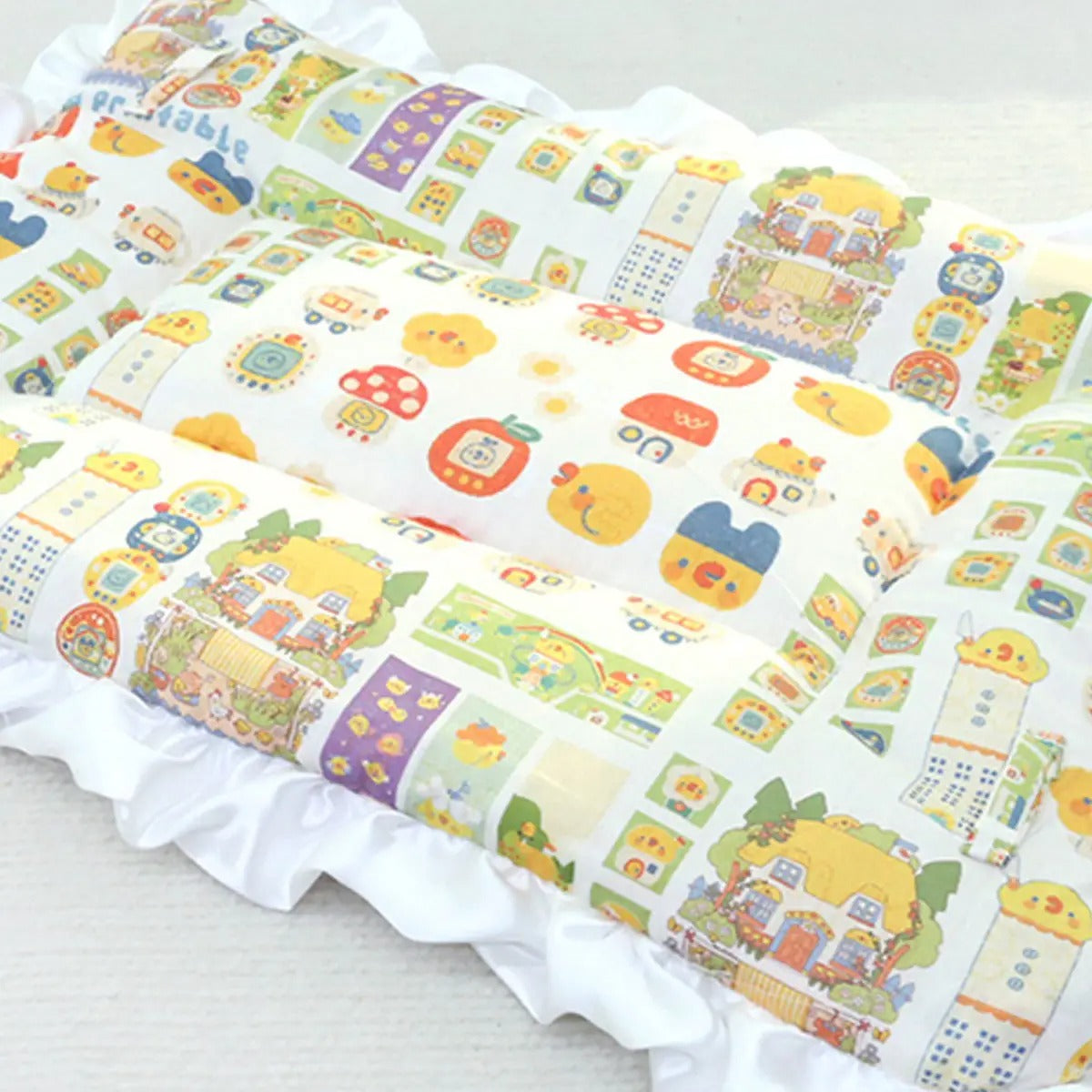 Floral Pet Bed Mat Lace Trim Reversible Pad_CWMM6456