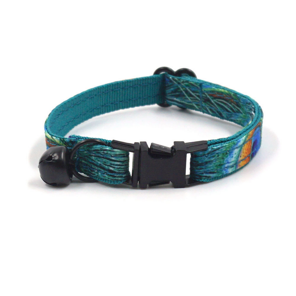 Peacock Feather Cat & Dog Collar with Bell_CWMM7095
