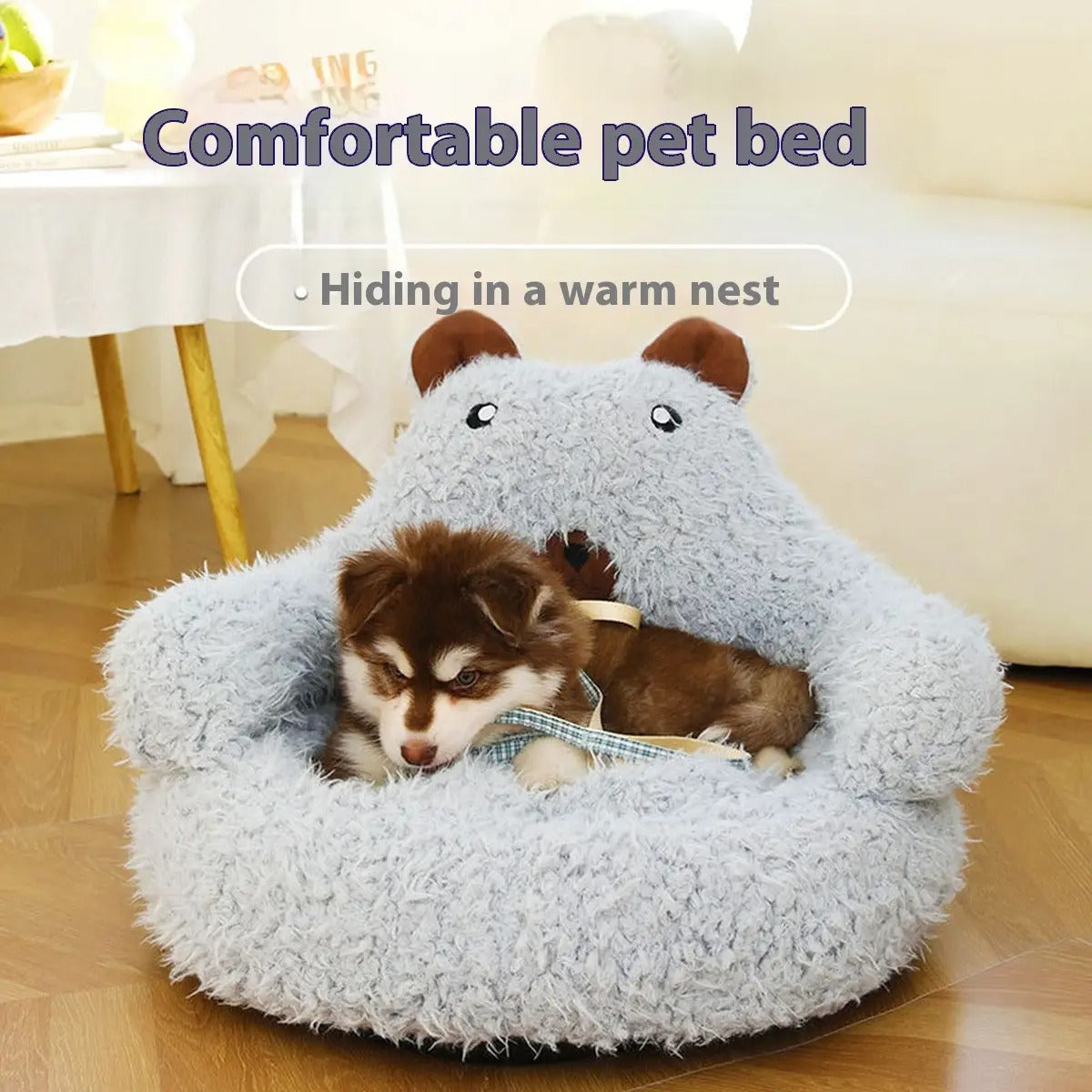 Alpaca Plush Pet Bed, Non-slip, With Backrest_CWMM5267