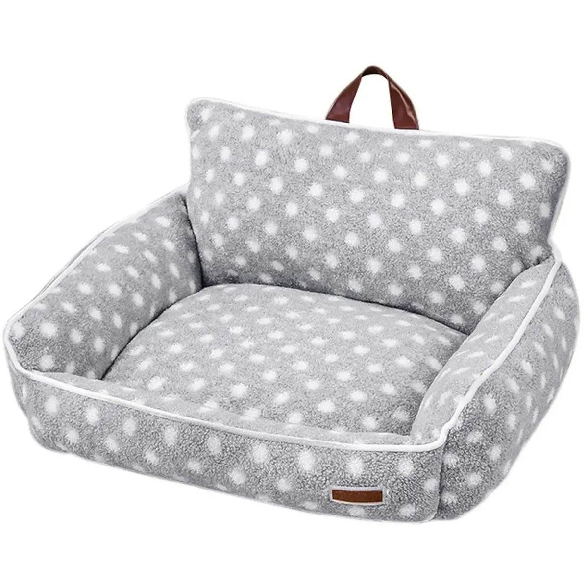 Cozy Polka Dot Fleece Pet Bed with Handle_CWMM5283