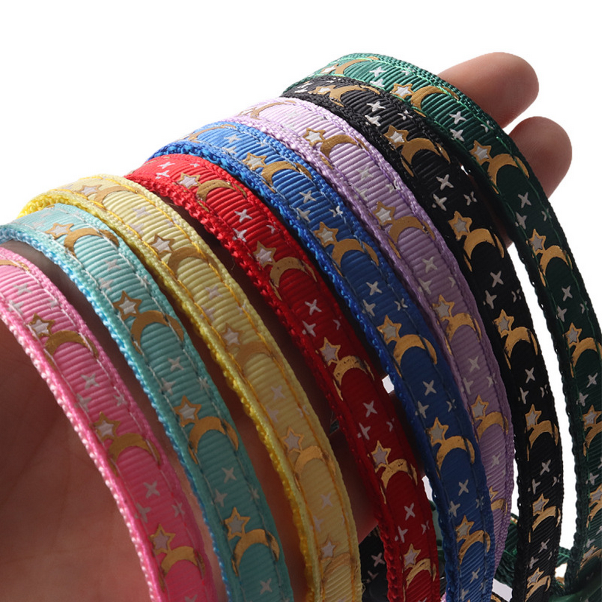 Moon & Stars Cat Collar – Gold Foil & Bell_CWMM7619