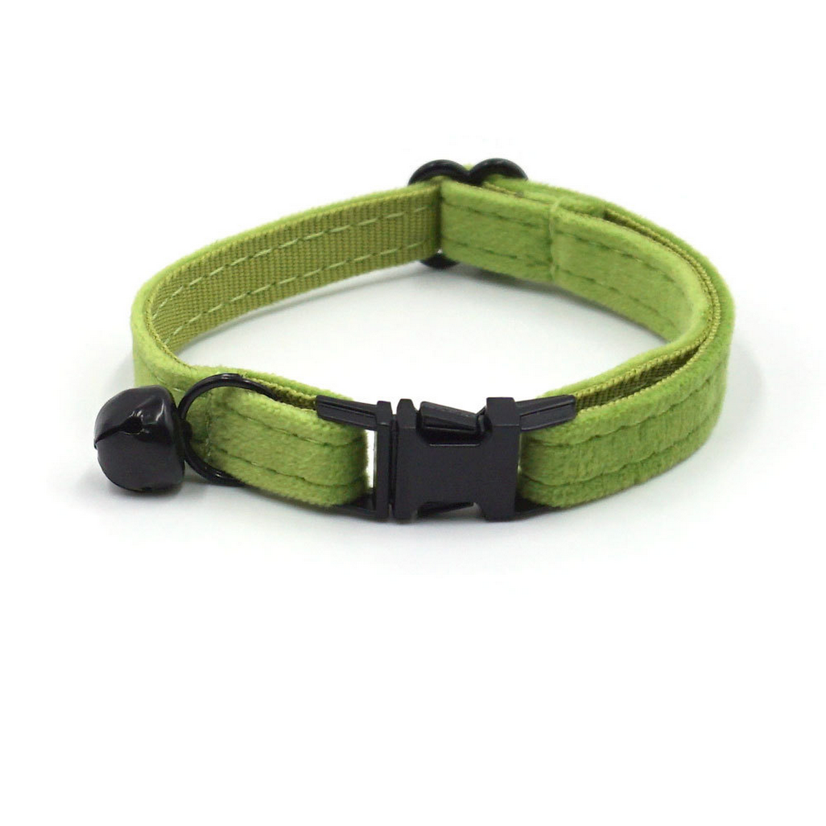 Matcha Green Velvet Cat Collar with Bell & Bow_CWMM7098