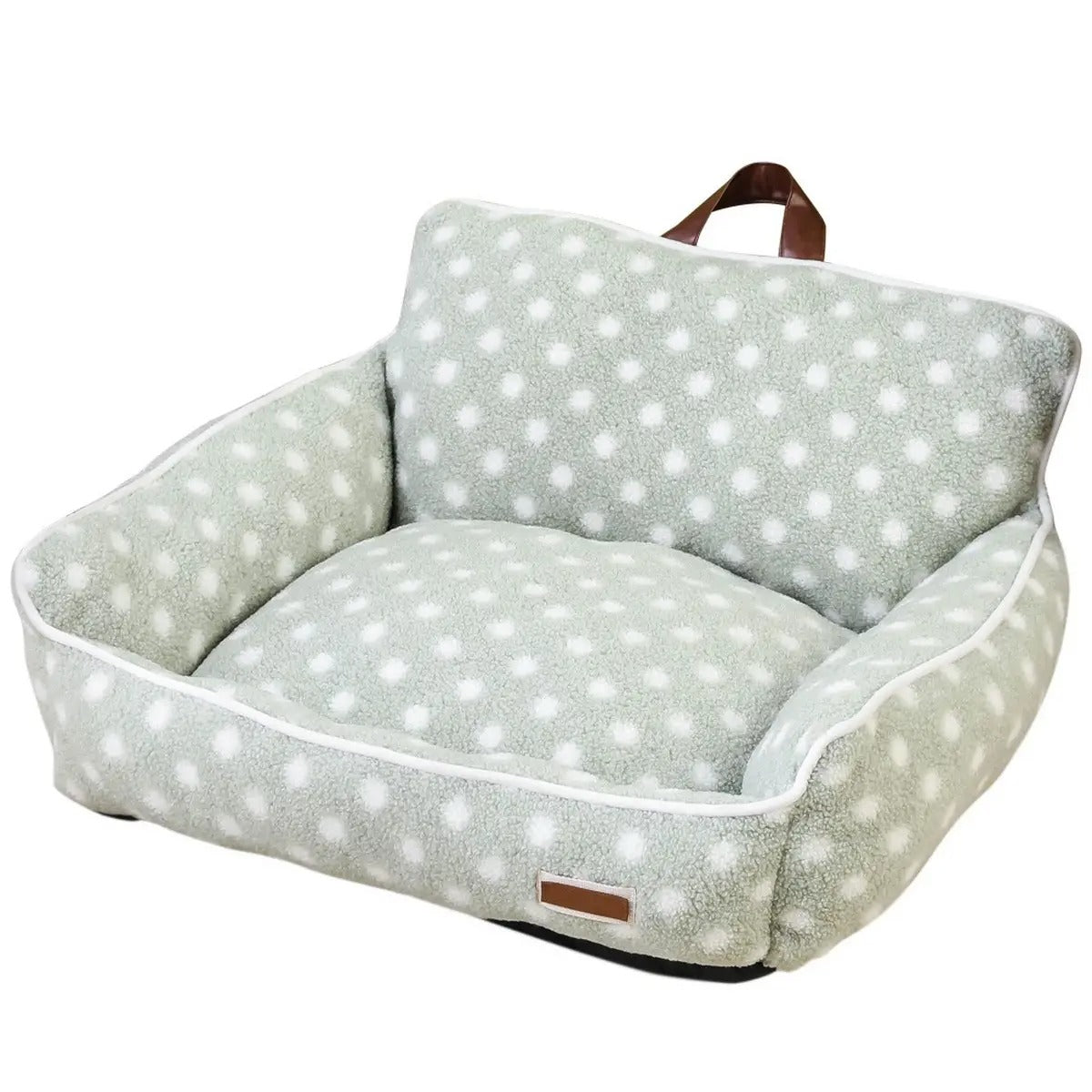 Cozy Polka Dot Fleece Pet Bed with Handle_CWMM5283
