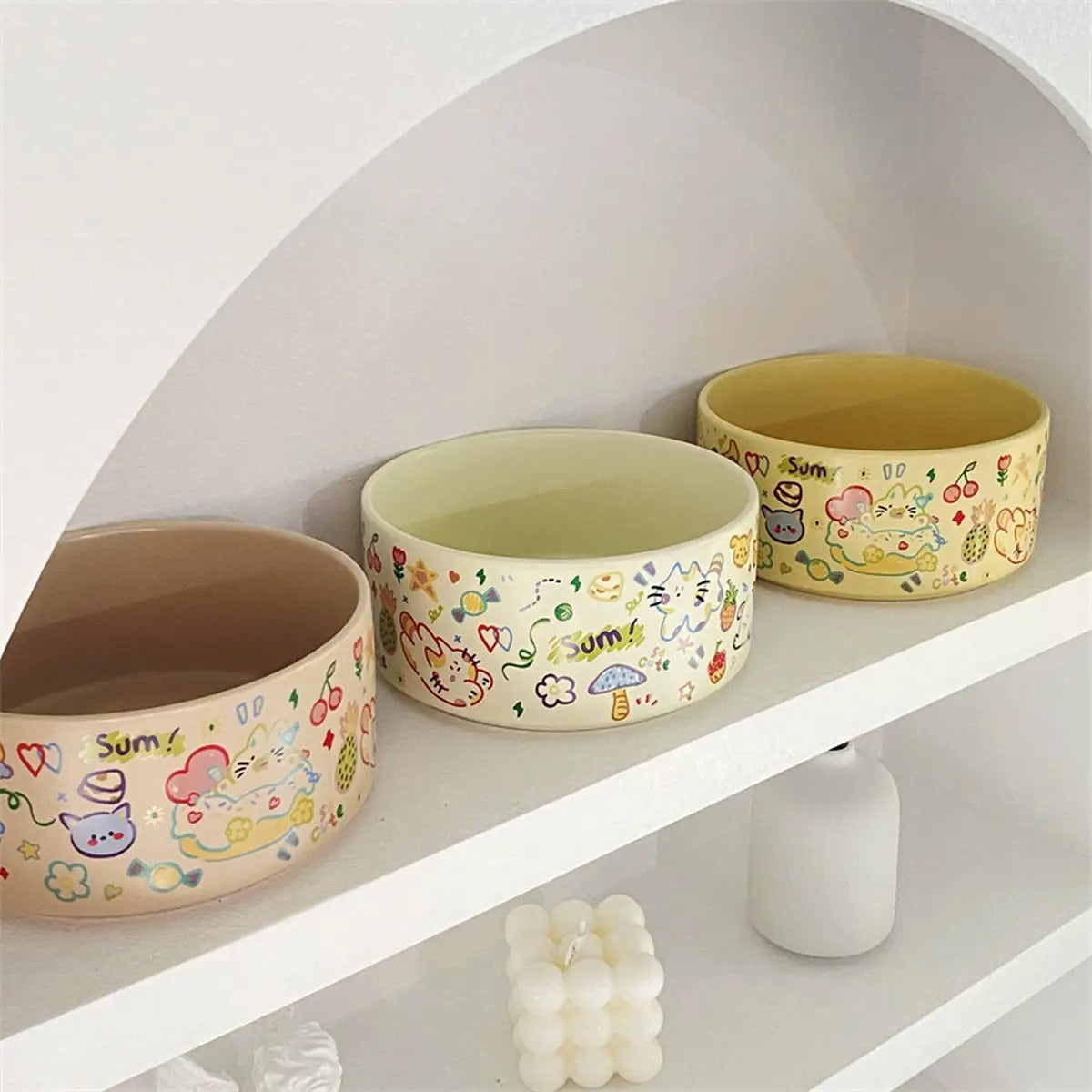 Cartoon Ceramic Pet Food & Water Bowl_CWMM5932