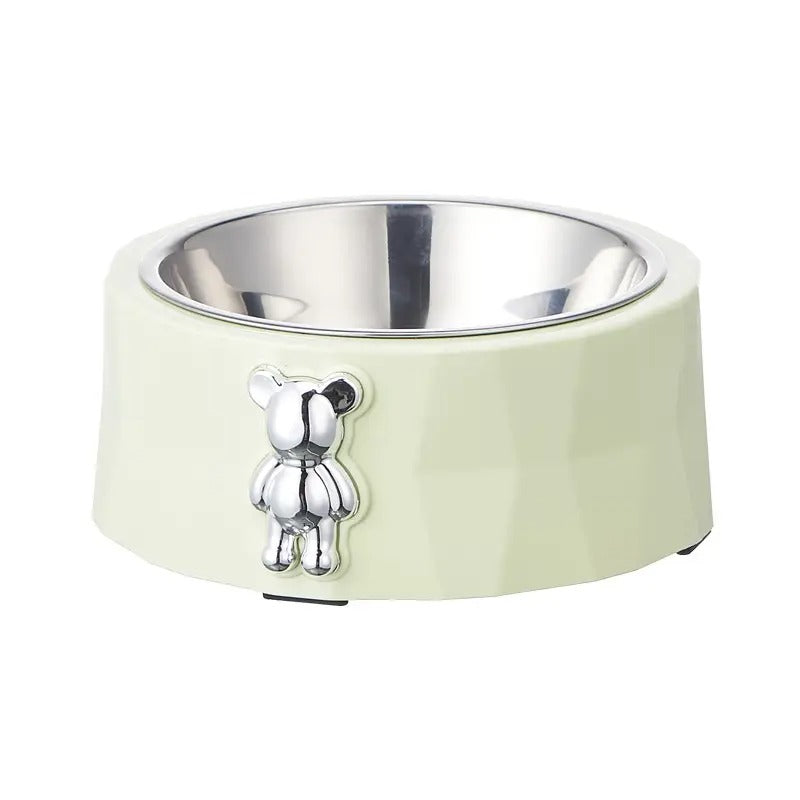 Bear Ornament Pet Bowl With Stainless Steel Bowl_CWMM5158