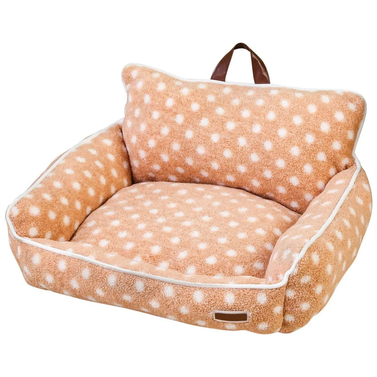 Cozy Polka Dot Fleece Pet Bed with Handle_CWMM5283