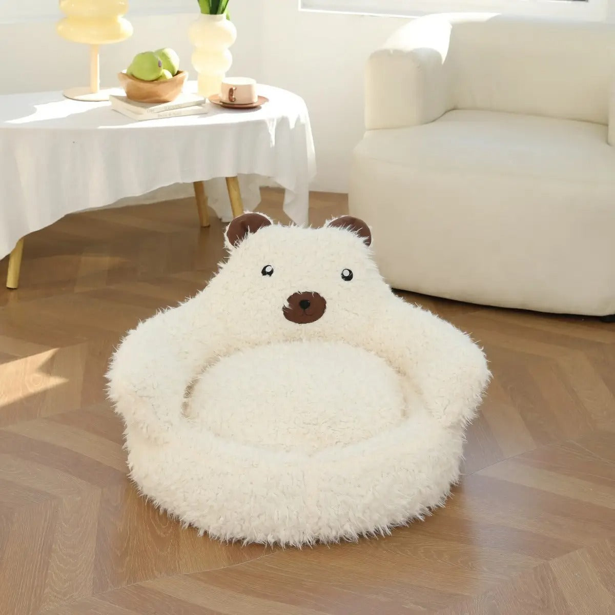 Alpaca Plush Pet Bed, Non-slip, With Backrest_CWMM5267