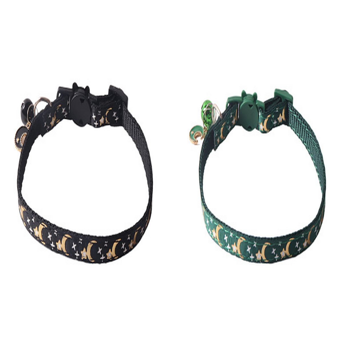 Moon & Stars Cat Collar – Gold Foil & Bell_CWMM7619
