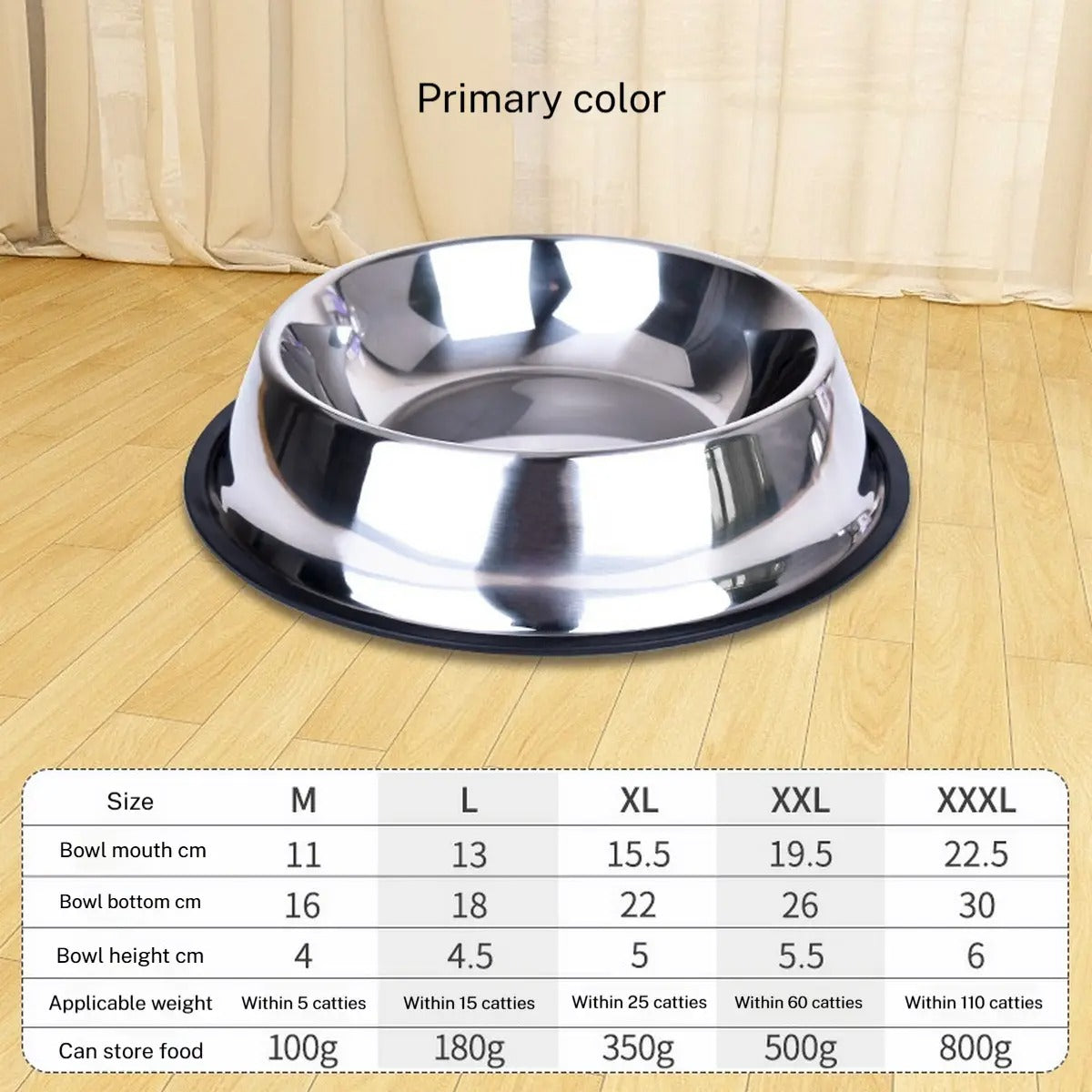 Large Capacity Non-Slip Dog Food Bowl Stainless_CWMM6251