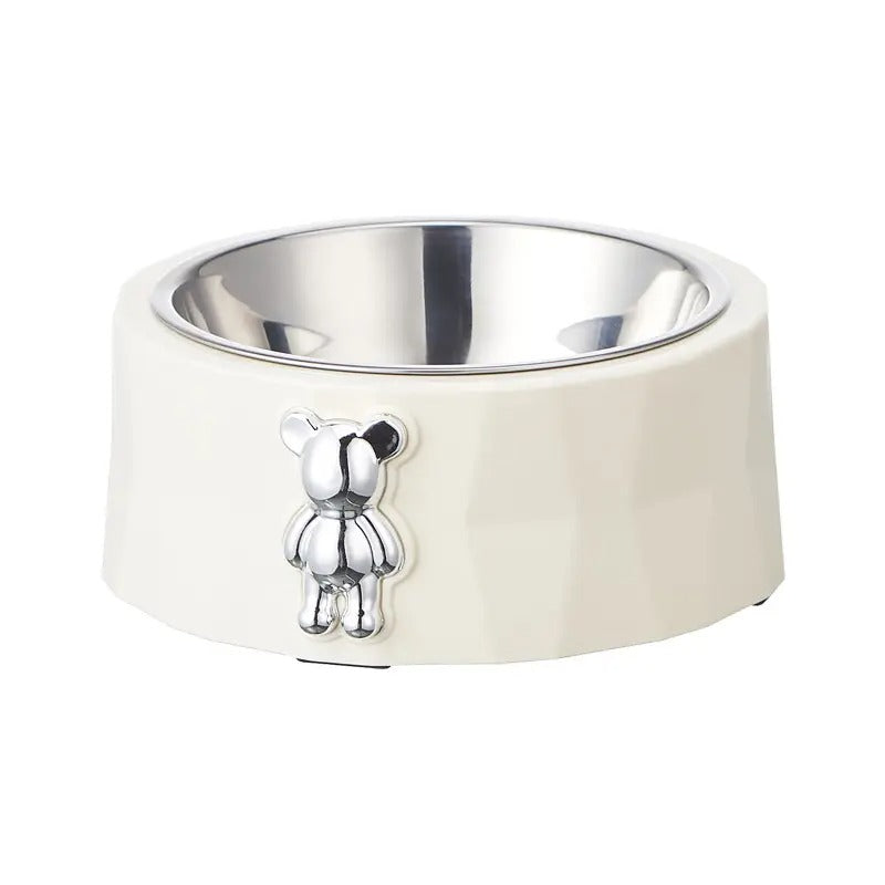 Bear Ornament Pet Bowl With Stainless Steel Bowl_CWMM5158