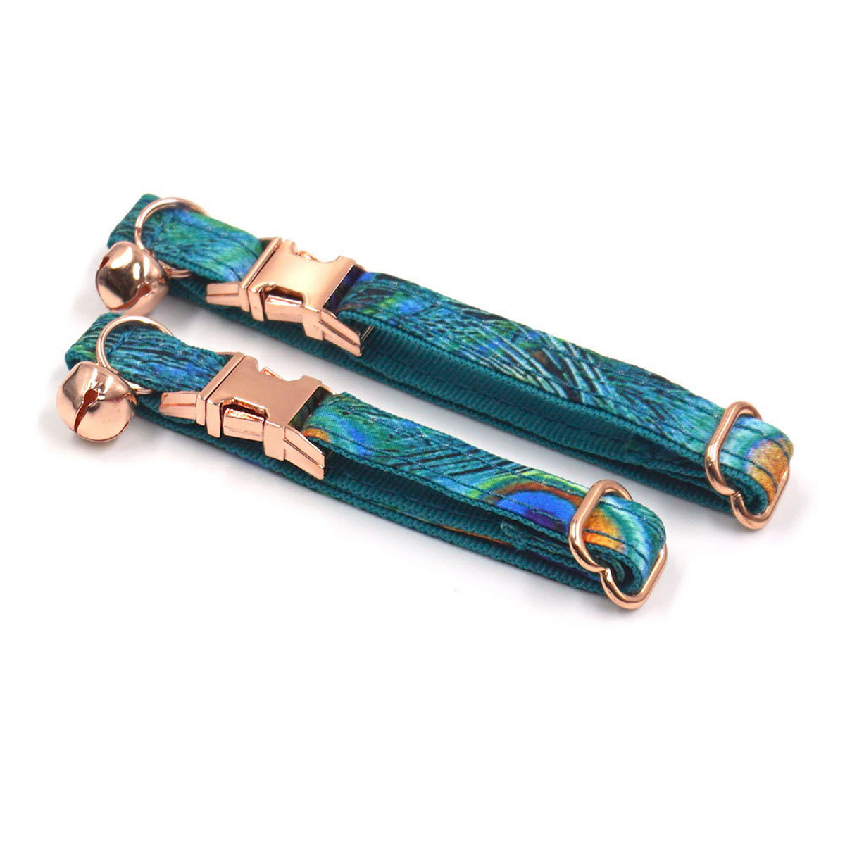 Peacock Feather Cat & Dog Collar with Bell_CWMM7095