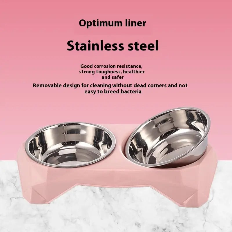 Double Pet Bowl Elevated Non-Slip Dog Cat Bowl_CWMM5165