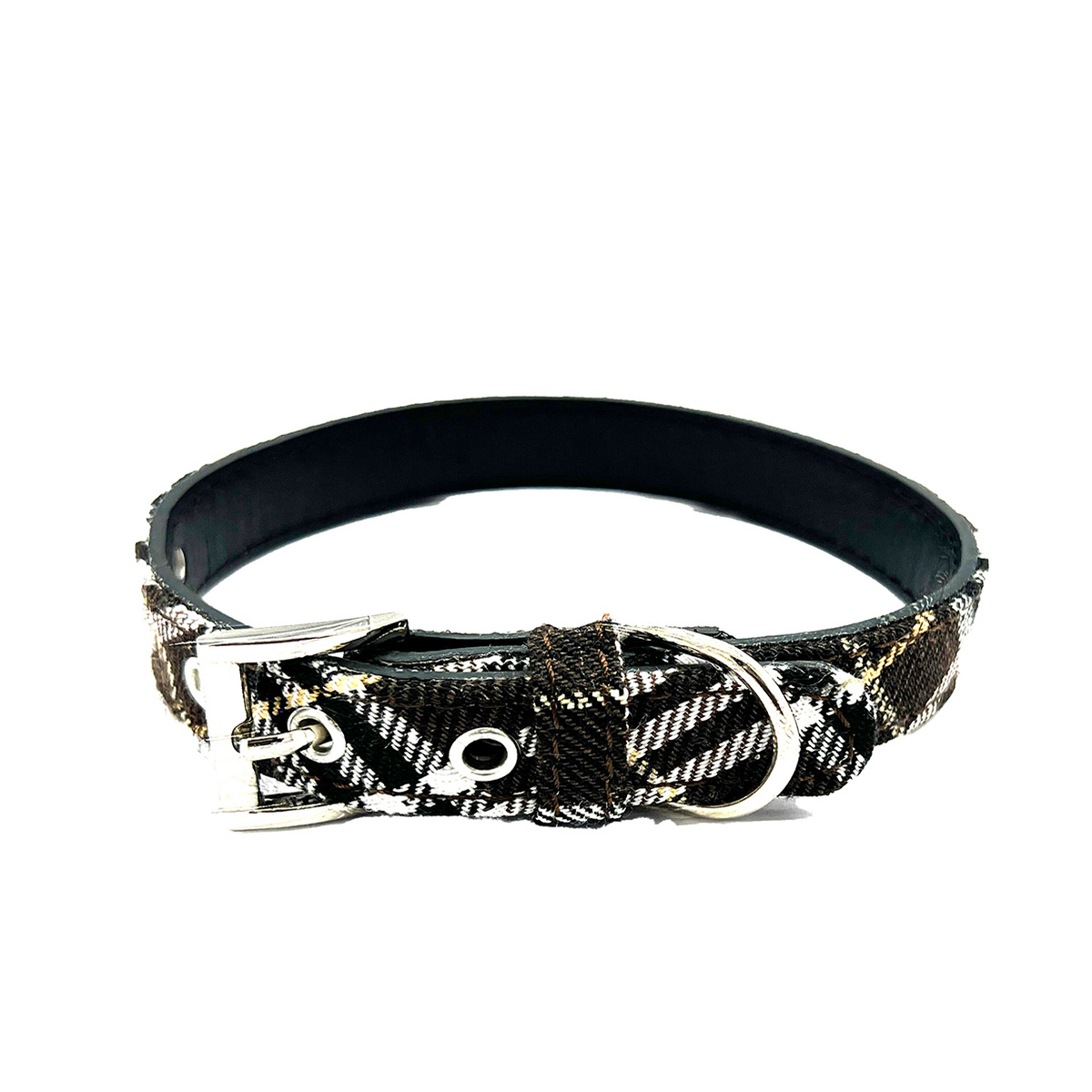 Classic PU Plaid Dog Collar for All-Season Use_CWMM7429