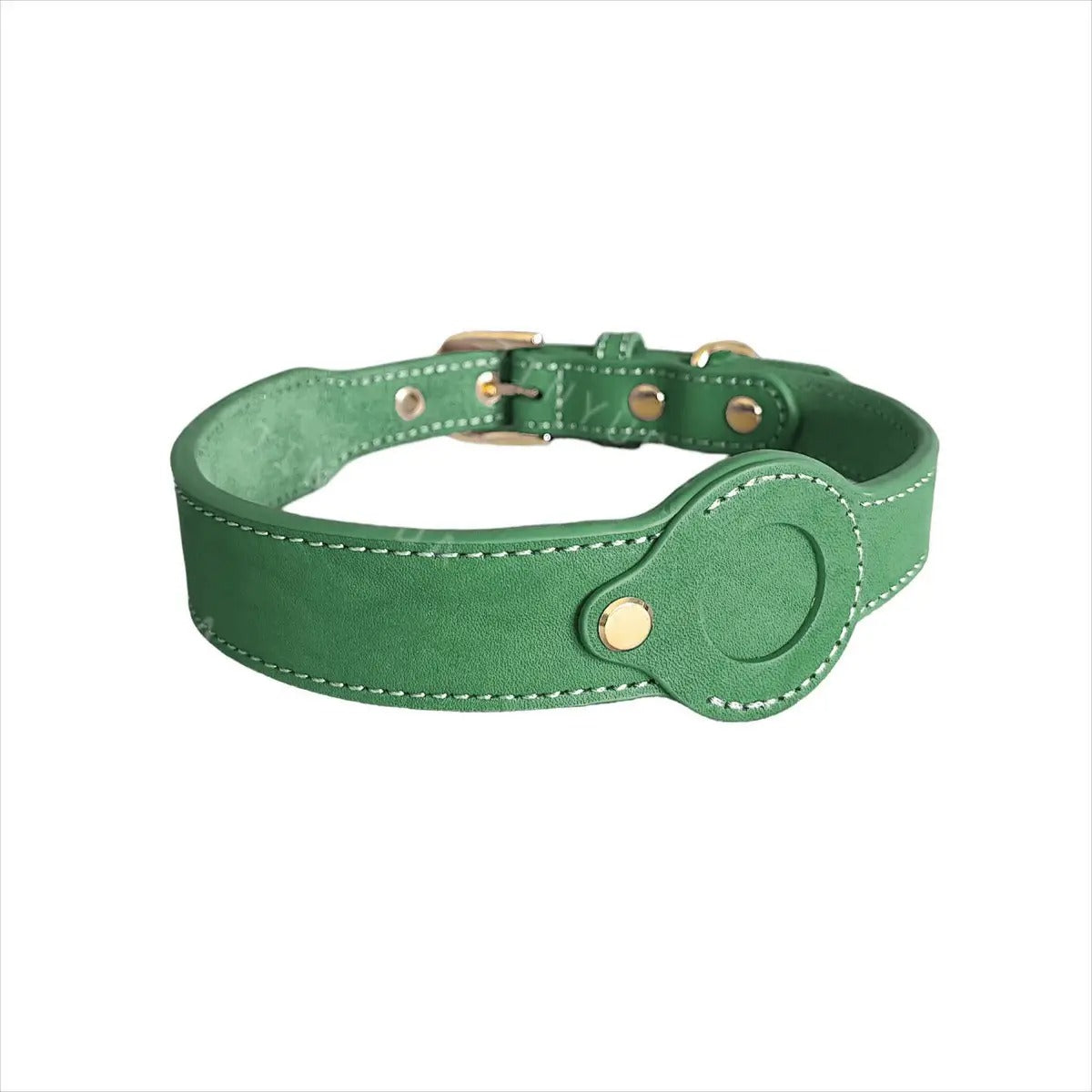 Leather Pet Collar with Apple Airtag Holder_CWMM7674
