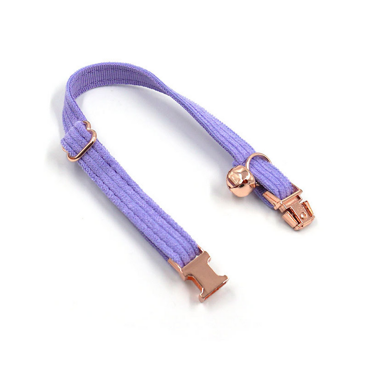 Lilac Corduroy Cat Collar with Bell & Bow_CWMM7081