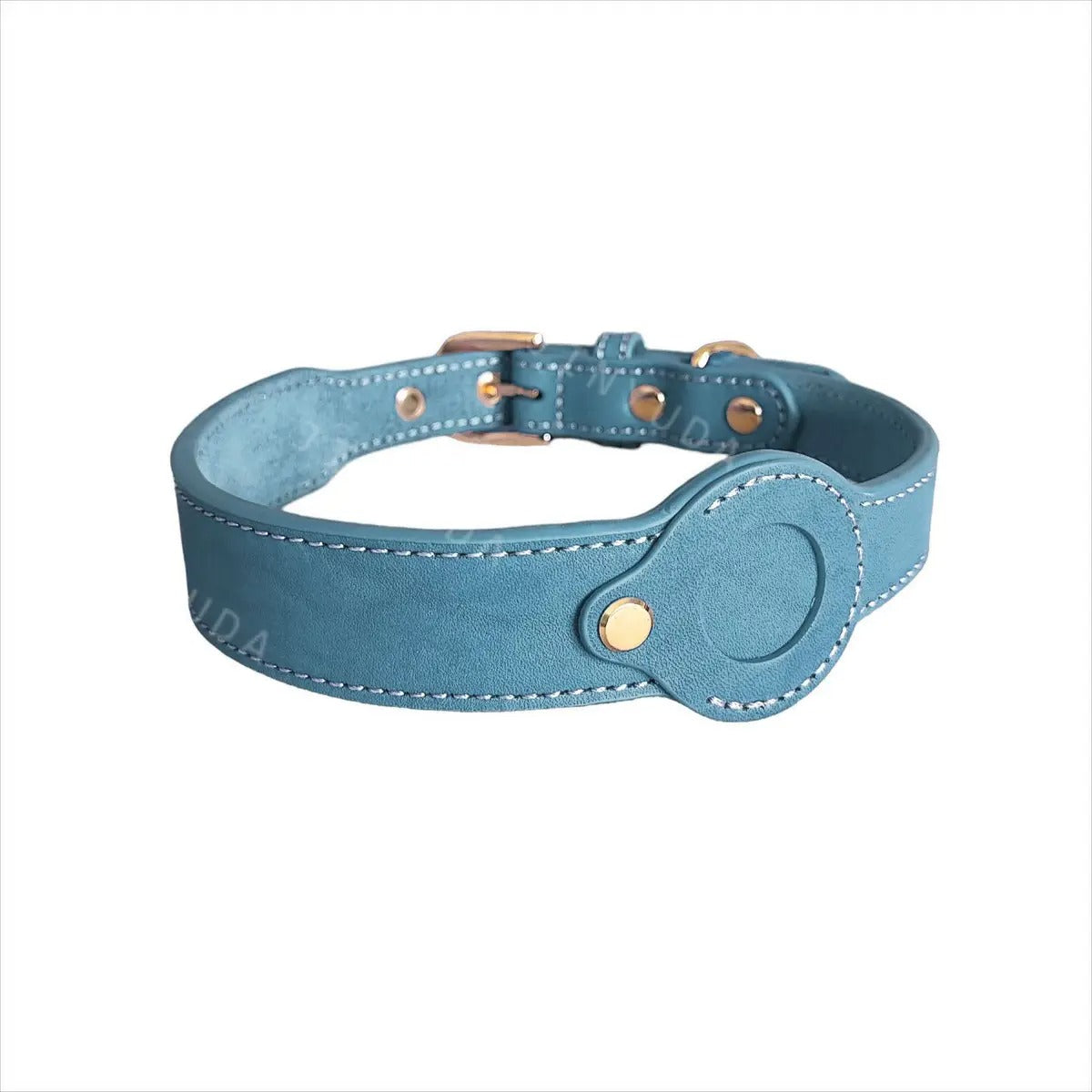 Leather Pet Collar with Apple Airtag Holder_CWMM7674