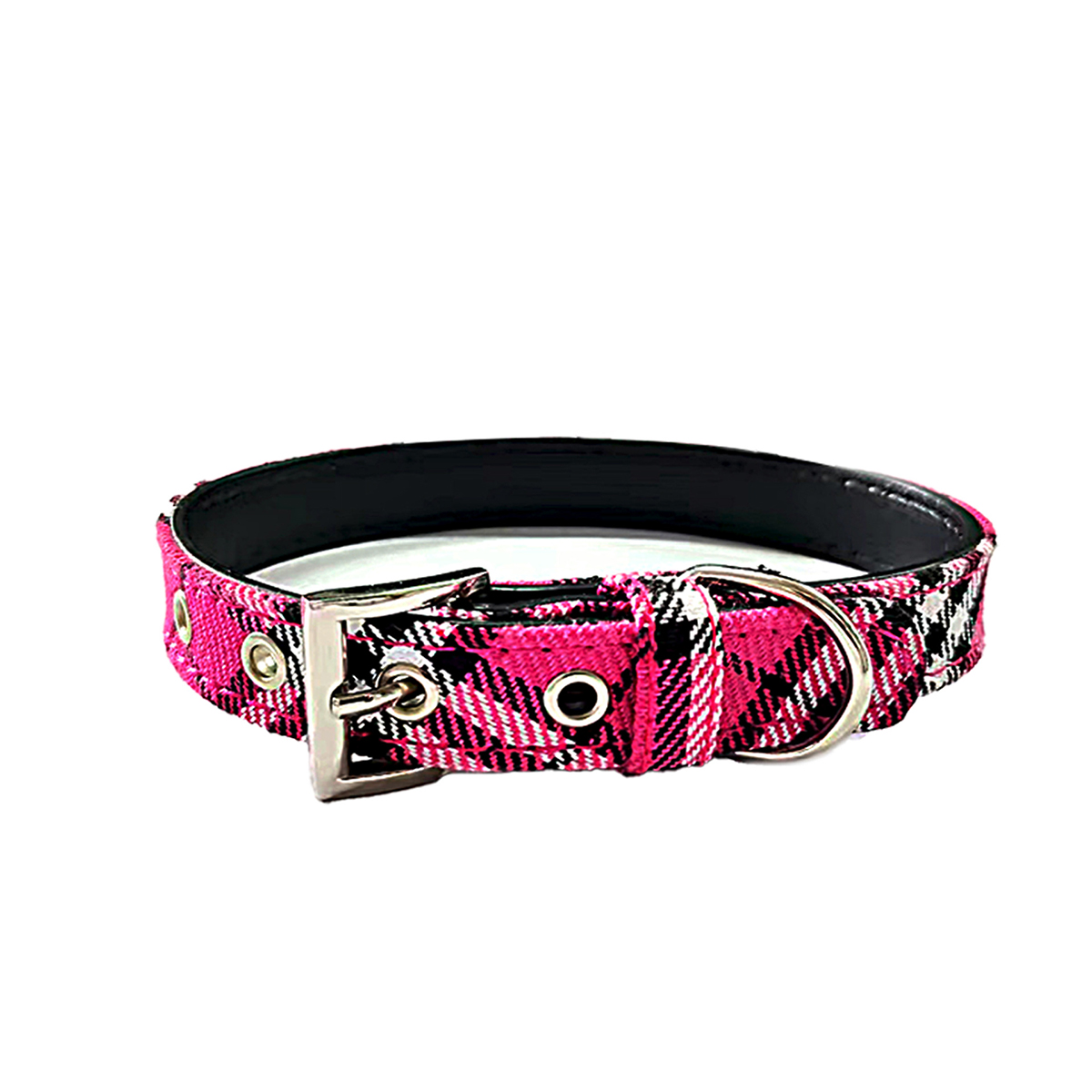 Classic PU Plaid Dog Collar for All-Season Use_CWMM7429