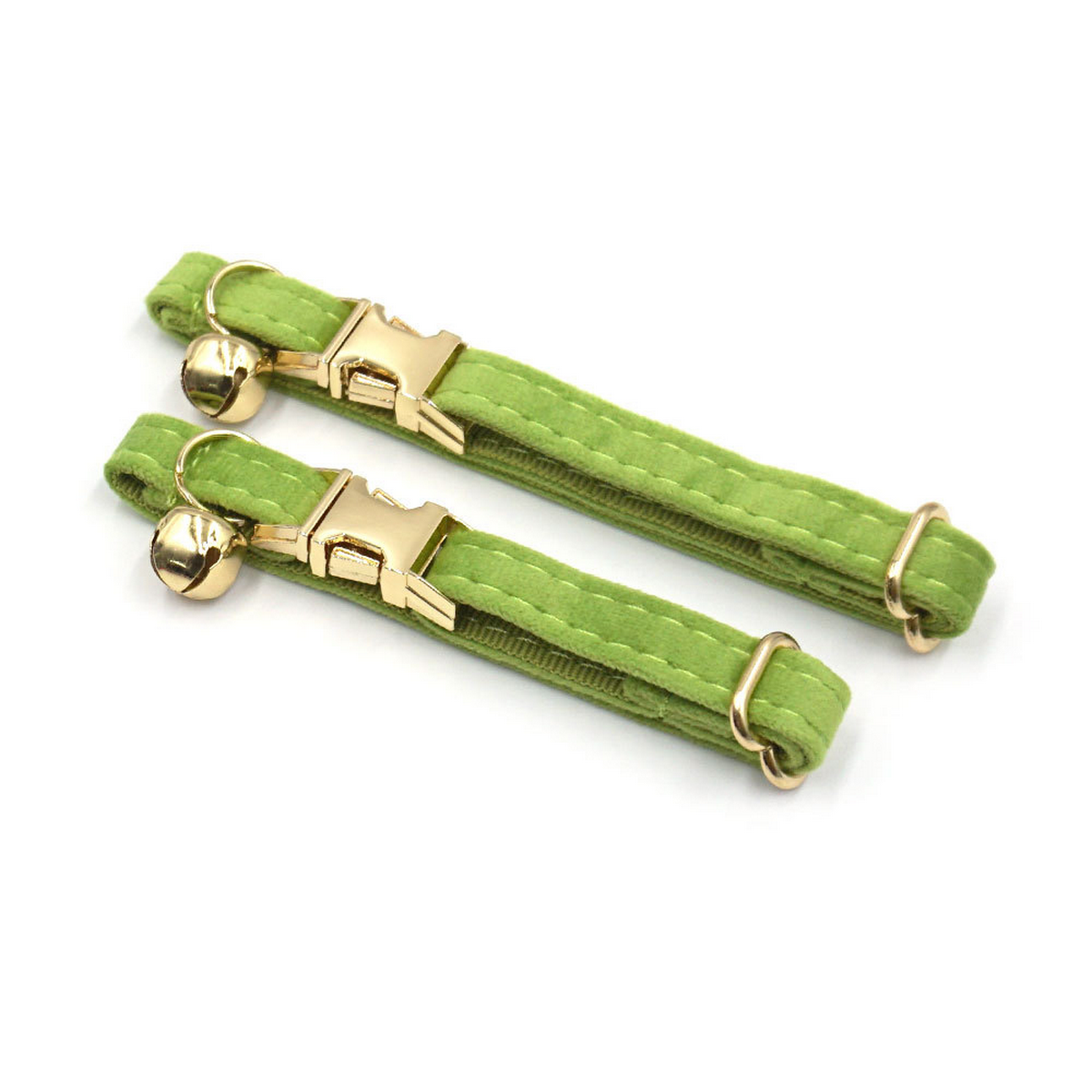 Matcha Green Velvet Cat Collar with Bell & Bow_CWMM7098