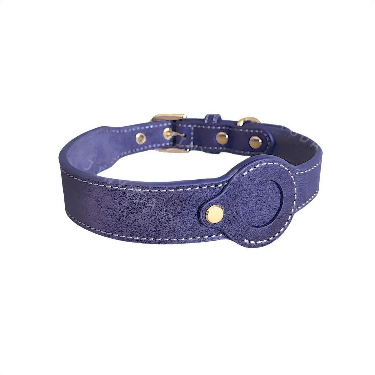 Leather Pet Collar with Apple Airtag Holder_CWMM7674
