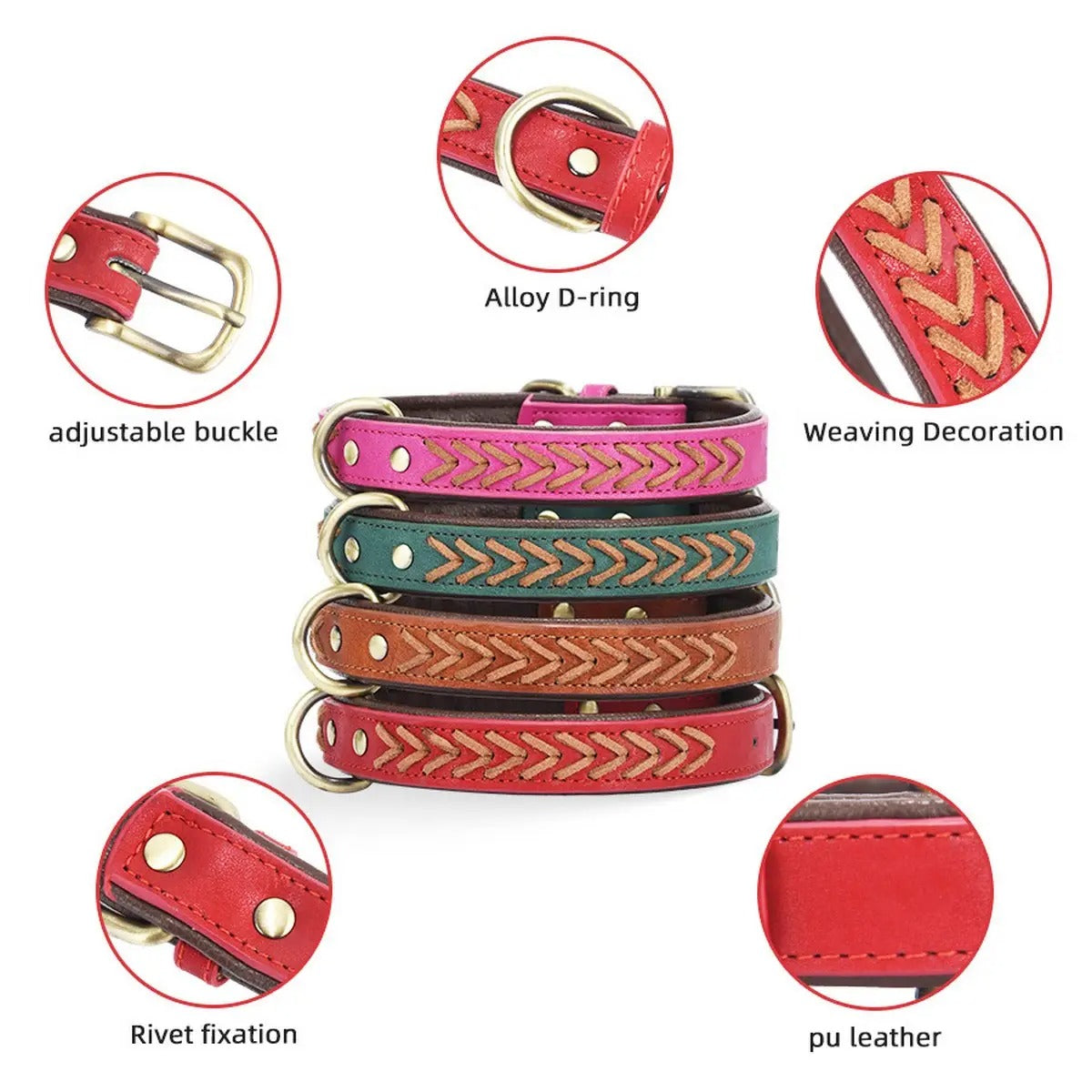 Durable Handcrafted Leather Pet Collar for  Dogs_CWMM5982