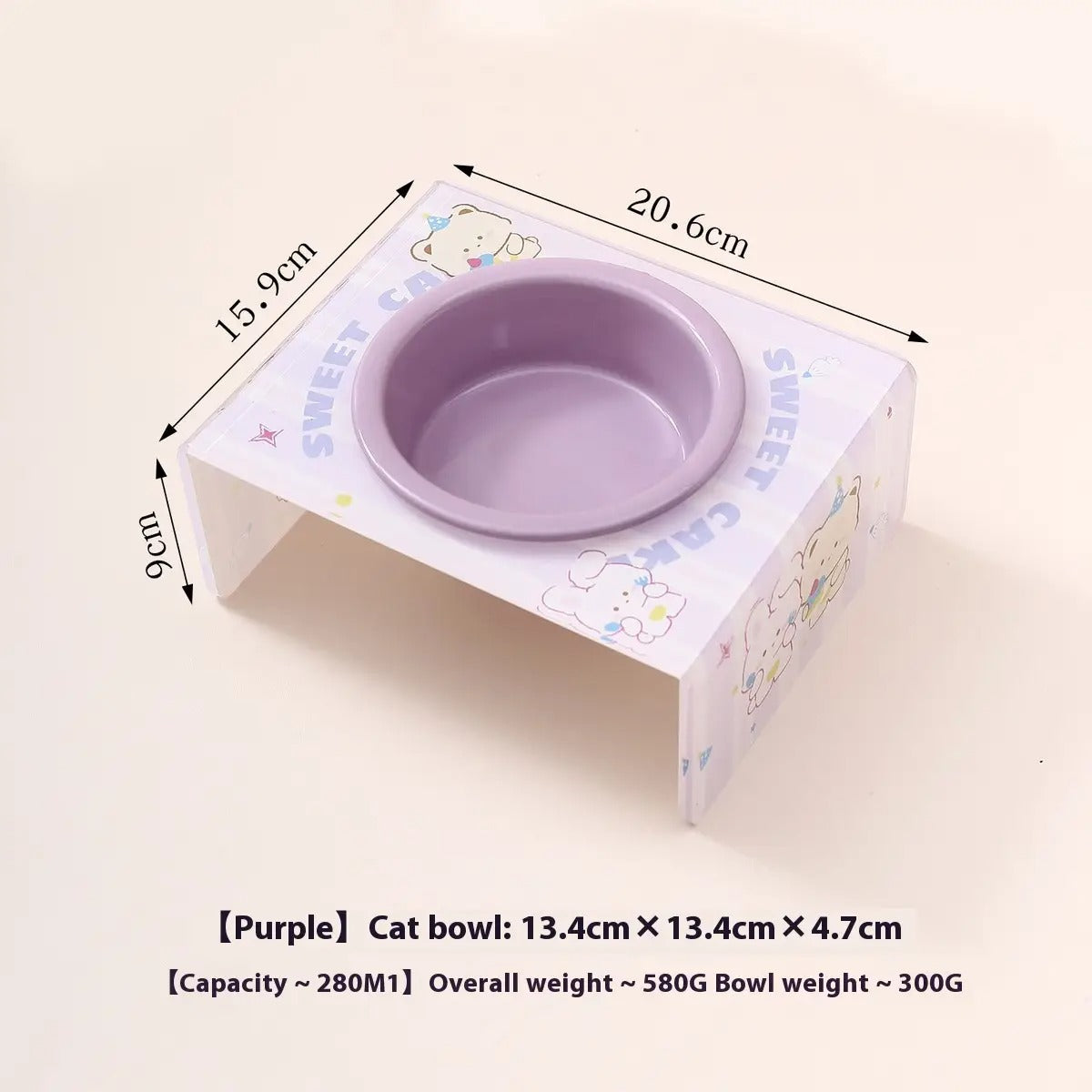 Creamy Style Pet Bowl with Bunny  Acrylic Stand_CWASC2515