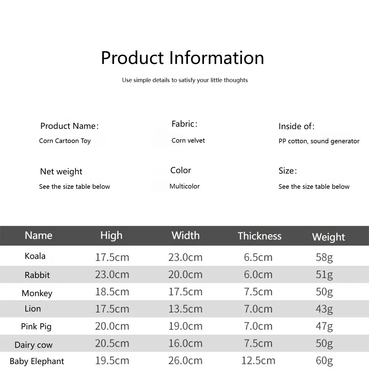 Durable Corn Velvet Squeaky Companion Toy_CWMM5392