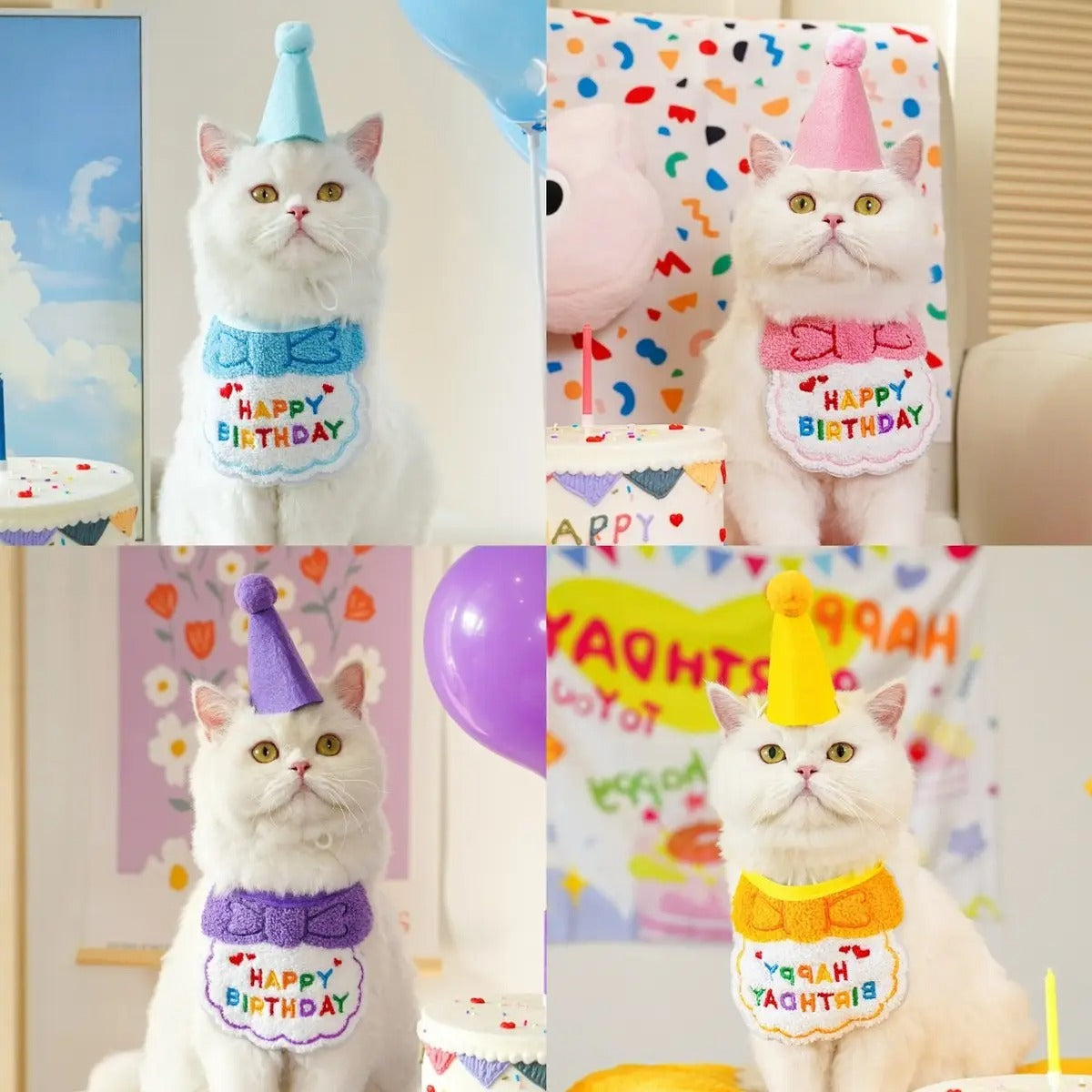 Pet Birthday Hat & Bandana Set for Dogs & Cats_CWAH3744