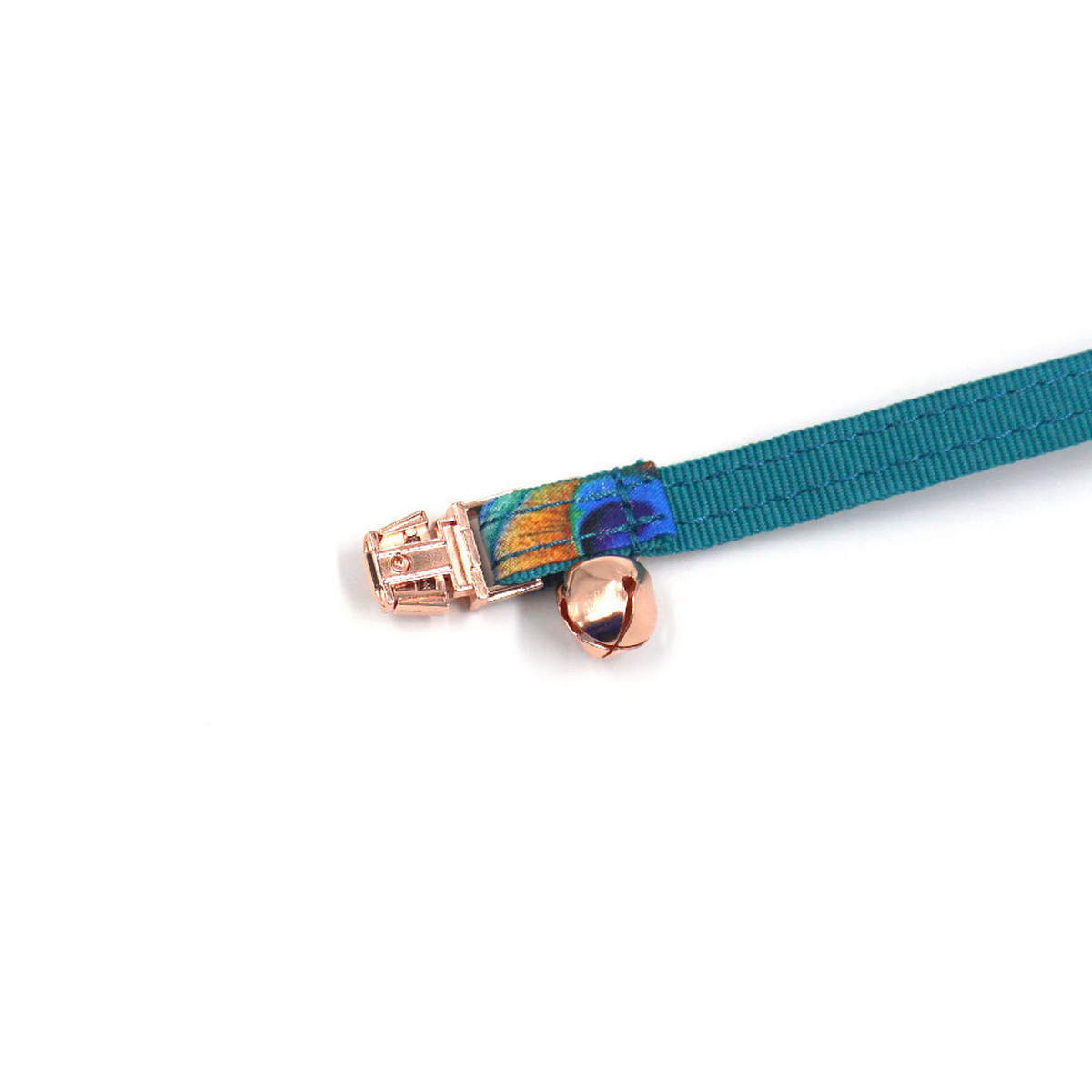 Peacock Feather Cat & Dog Collar with Bell_CWMM7095